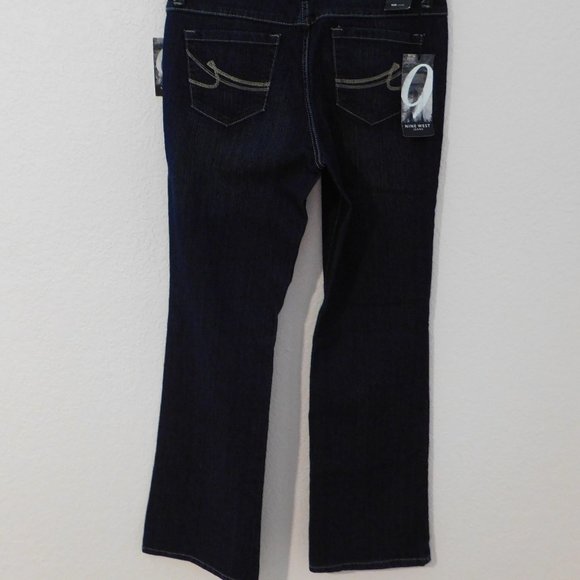 Nine West Women's Dark Wash Jeans Embroidered Pockets Mid Rise Bootcut Sz 10 NEW - Picture 7 of 11